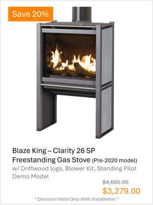 Blaze King Clarity 26 DV Gas Stove Demo Clearance Sale